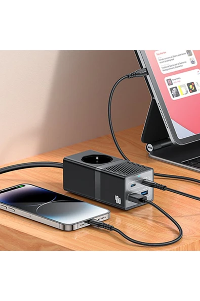 Akım Korumalı USB Type-C Priz Uzatma Kablosu Çok Amaçlı Şarj Cihazı Çoklu Priz 1.5M 2500W 40W OUTPUT ürün görseli
