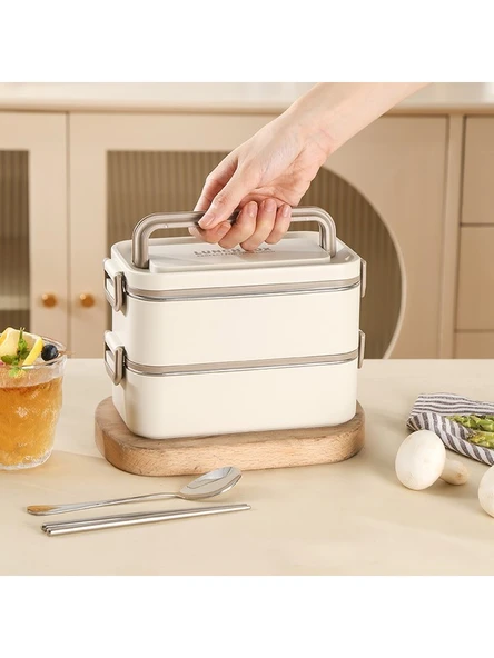 304 Paslanmaz Çelik Yemek Kabı Dikdörtgen Çift Katmanlı Yemek Kabı Öğrenci Taşınabilir Yemek Kabı - Resim 3