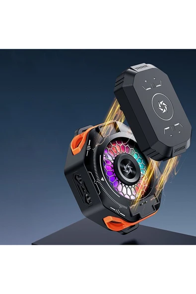 Oyuncu Fanı Telefon Soğutucu 1800 mAh Powerbank Şarjlı Kablosuz Fan Derece Gösterge Mıknatıslı - Resim 3