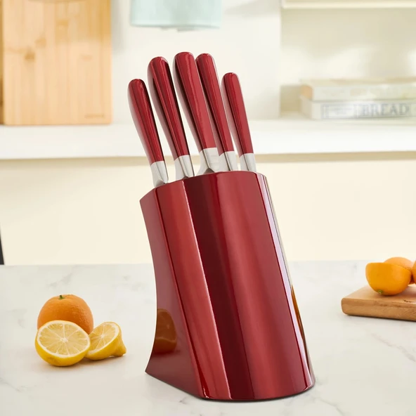 Karaca Samuray Flash Red Japon Çeliği 6 Parça Bıçak Seti Kırmızı - Resim 5