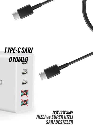 Samsung A16 Uyumlu Şarj Kablosu Type C Süper Hızlı Şarj 25W - Resim 3
