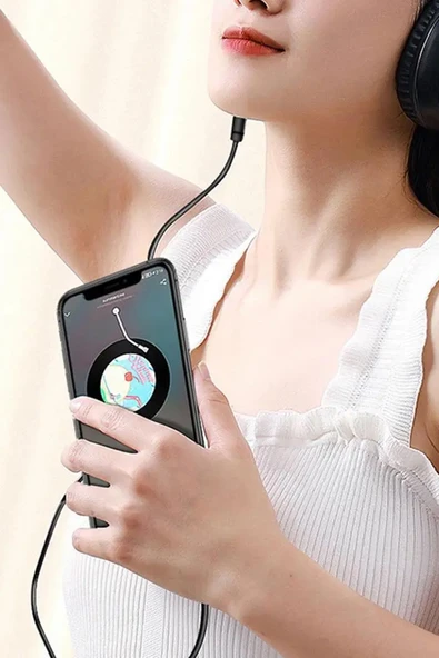 Samsung Redmi Uyumlu TYPE C Aux Kablosu - Jack Dönüştürücü Kablo AUX 1M - Resim 2