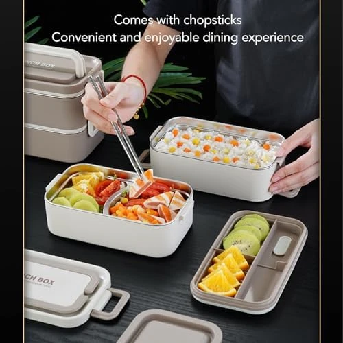 304 Paslanmaz Çelik Yemek Kabı Dikdörtgen Çift Katmanlı Yemek Kabı Öğrenci Taşınabilir Yemek Kabı - 9