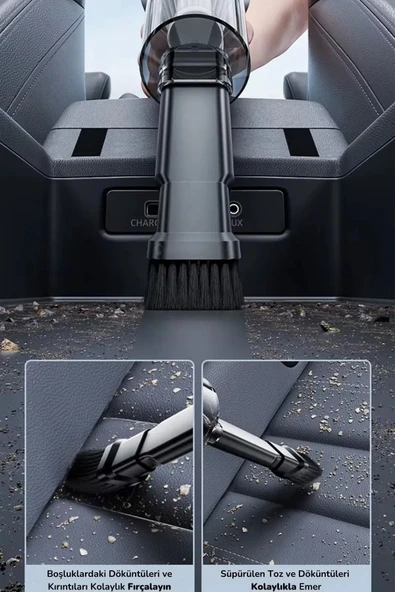 Kablosuz Taşınabilir Araç İçi El Süpürgesi 15000PA Güçlü Vakum ve Üfleme - Resim 4