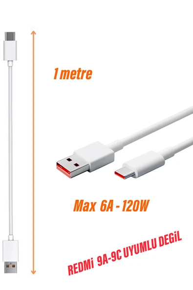 RedMi 9 - 9T Uyumlu Hızlı Şarj Kablosu 18W-120W Hızlı Şarj Kablosu - Resim 4