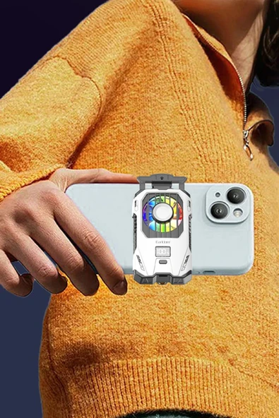 Şarjlı Gaming Telefon Soğutma Fanı Derece Göstergeli Radyatör Sessiz Bataryalı Telefon Soğutucu - 5