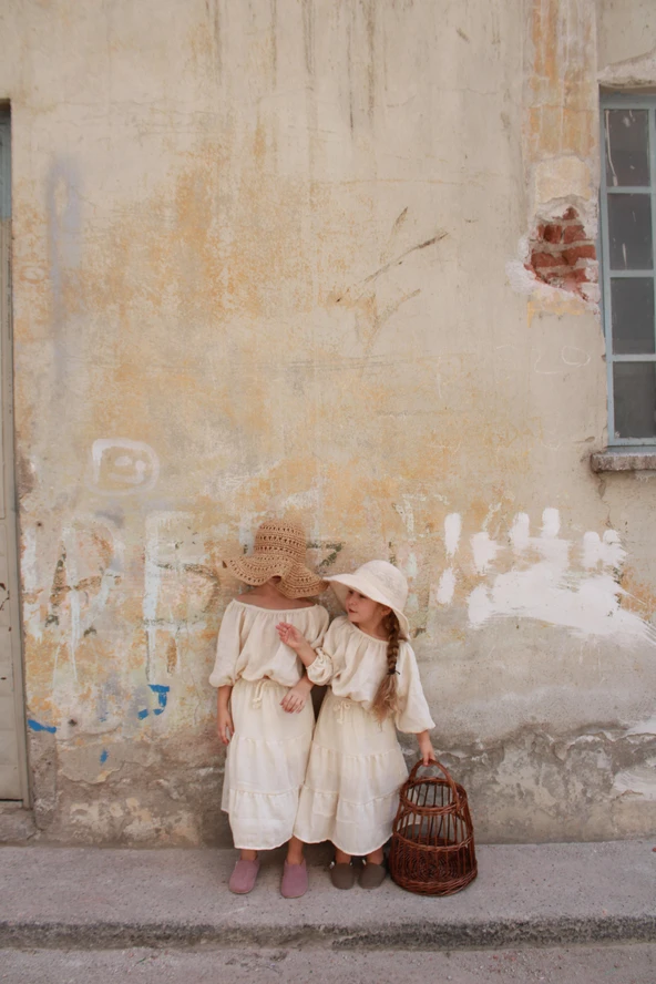 Bej Düşük Omuz Bluzlu Etek Takım - Resim 4