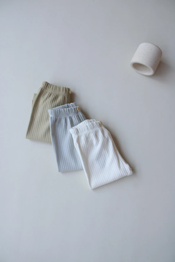 3lü Bebek Fitilli Penye Bebek Unisex Tayt Model 5 - Resim 5