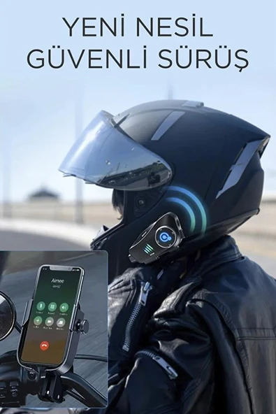 İntercom Motorcu Kask Kulaklık Bluetooth 1080P Kamera Kayıt 32Gb Hafıza Kart Hediye İnterkom IPX6 - Resim 2