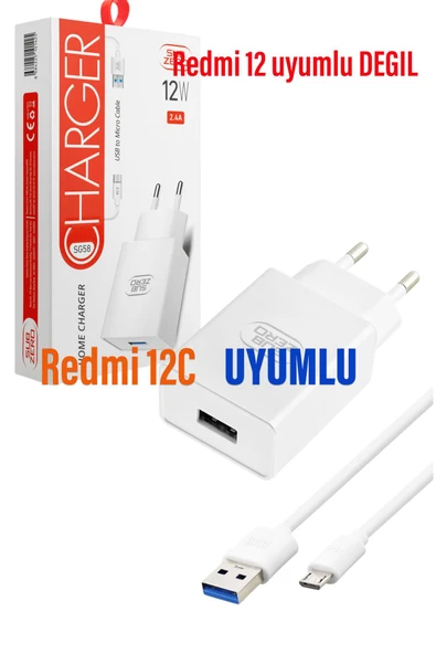 Redmi 12C Uyumlu Şarj Aleti ve Kablosu 5V 2.4A 12W - Resim 2