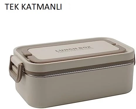 304 Paslanmaz Çelik Öğle Yemeği Kutusu Çift Bölmeli Öğle Yemeği Kutusu Ofis Çalışanları, Öğrenciler Bej Tek Katmanlı - 9