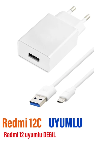 Redmi 12C Uyumlu Şarj Aleti ve Kablosu 5V 2.4A 12W ürün görseli