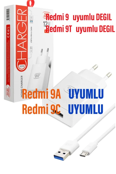 Xiaomi Redmi 9A Redmi 9C Uyumlu Şarj Aleti ve Kablosu 5V 2.4A 12W - 2