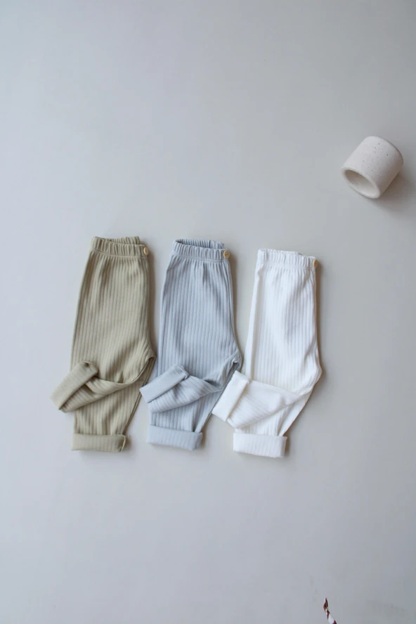 3lü Bebek Fitilli Penye Bebek Unisex Tayt Model 5 - Resim 6