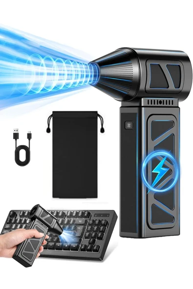 4 Kademe Süper Güçlü Üfleyici Şarjlı Hava Kompresörü 130000 RPM Çok Fonksiyonlu Turbo Fan 4000 mAh ürün görseli