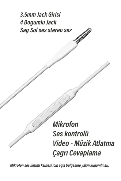 Samsung A04 - A05 - A06 Kulaklık Mikrofonlu Silikon Uçlu Beyza - Resim 2