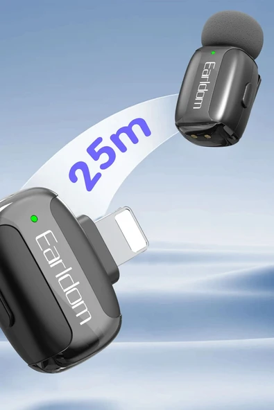 Profesyonel Kablosuz Yaka Mikrofonu iPhone 11/12/13/14 Uyumlu 2 Mikrofonlu Lightning - Resim 4