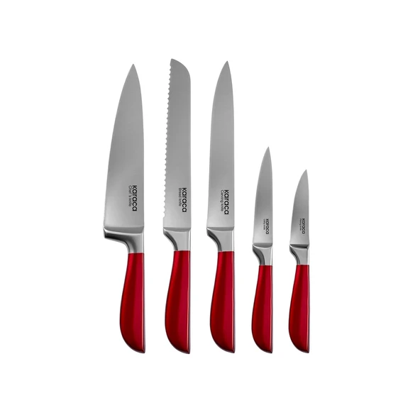 Karaca Samuray Flash Red Japon Çeliği 6 Parça Bıçak Seti Kırmızı - Resim 3