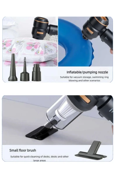 Araç Süpürgesi Kablosuz El Süpürgesi – 16000 Pa Güç, USB Type-C, Fırçasız Motor - Resim 3