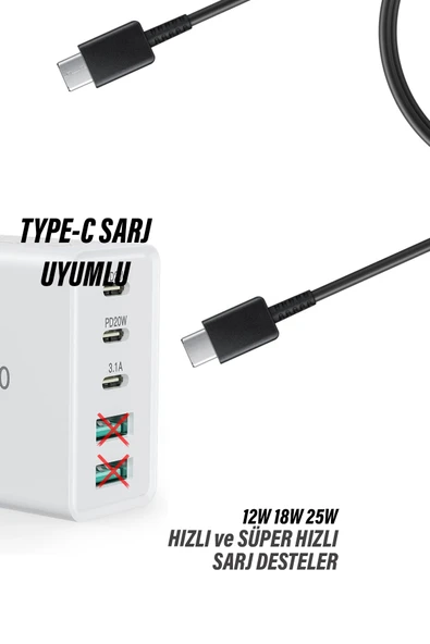 Samsung A06 Uyumlu Hızlı Şarj Kablosu Type C Süper Hızlı Şarj 25W - Resim 3