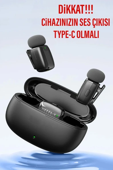 Kablosuz TYPE-C Yaka Mikrofonu Profesyonel 2 Mikrofonlu TypeC - Resim 2