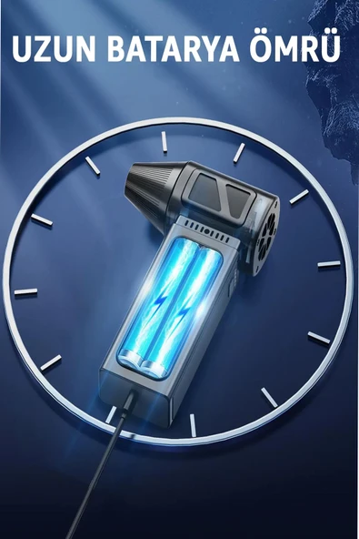 4 Kademe Süper Güçlü Üfleyici Şarjlı Hava Kompresörü 130000 RPM Çok Fonksiyonlu Turbo Fan 4000 mAh - Resim 6