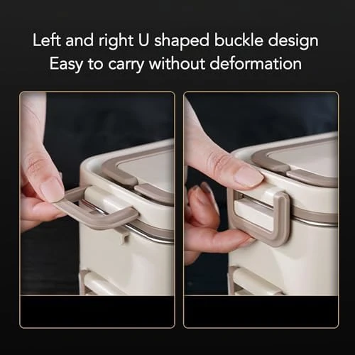 304 Paslanmaz Çelik Yemek Kabı Dikdörtgen Çift Katmanlı Yemek Kabı Öğrenci Taşınabilir Yemek Kabı - 8