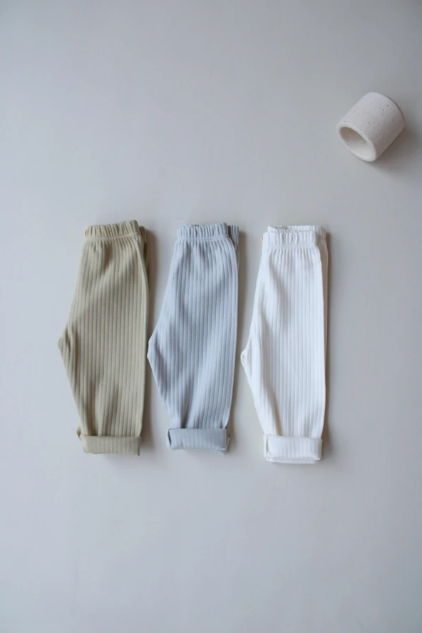 3lü Bebek Fitilli Penye Bebek Unisex Tayt Model 5 - Resim 4