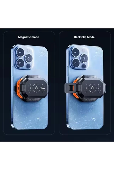 Oyuncu Fanı Telefon Soğutucu 1800 mAh Powerbank Şarjlı Kablosuz Fan Derece Gösterge Mıknatıslı - Resim 6