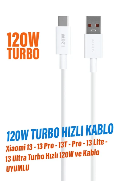 Xiaomi 13 - 13 Pro - 13T - Pro - 13 Lite - 13 Ultra Turbo Hızlı Şarj Kablosu 120W ürün görseli