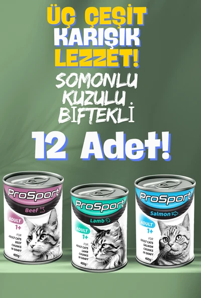 PROSPORT KEDİ KONSERVE MAMASI 400 GR 12 ADET