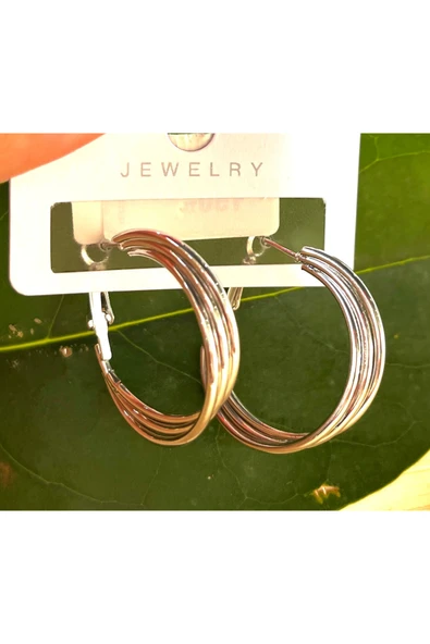 Monalisa Home Gümüş Renk Lüks Gösterişli Halka  Küpe ürün görseli 1