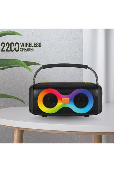 Güçlü Bass Bluetooth Hoparlör Ses Bombası 2200 mAh Kablosuz Speaker 5W x2 Hoparlör USB/TF/AUX/Type-C - Resim 2