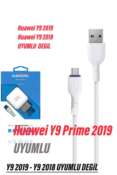 Huawei Y9 Prime 2019 Uyumlu Şarj Aleti Type C Kablolu - Resim 3