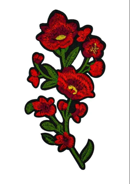 Aplike Ütü İle Yapışan Büyük Çiçek Kırmızı Arma 10x7 cm ürün görseli