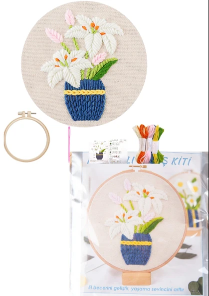 Nakış Kitleri Kasnaklı 13.5 X 18.8 cm Zambak ürün görseli