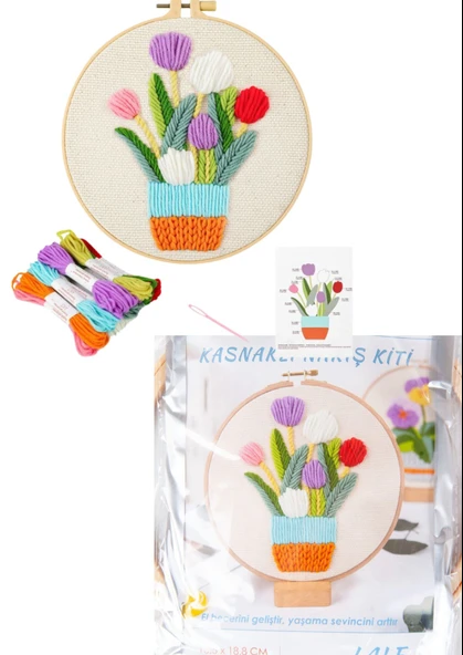 Nakış Kitleri Kasnaklı 13.5 X 18.8 cm Lale ürün görseli