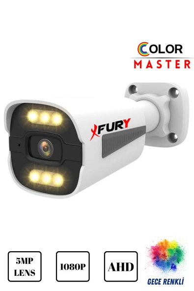 FURY 5mp Lens 1080p 6 x Ultra Led Gece Renkli Full HD Suya Dayanıklı Güvenlik Kamerası - 2
