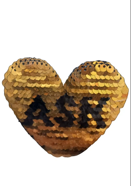 Aplike Ütü İle Yapışan Aşk Yazılı Pullu Sarı Arma 4x4 cm ürün görseli