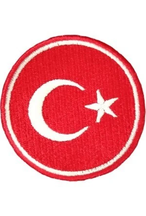 Aplike Ütü İle Yapışan Türk Bayrağı Yuvarlak Küçük Arma 3 cm ürün görseli