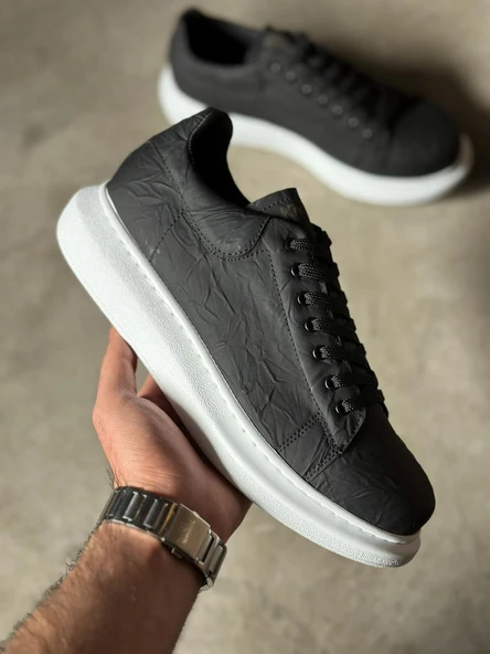 Knack Yüksek Taban Günlük Ayakkabı 044 Siyah Beyaz Taban (Desenli) - Resim 5