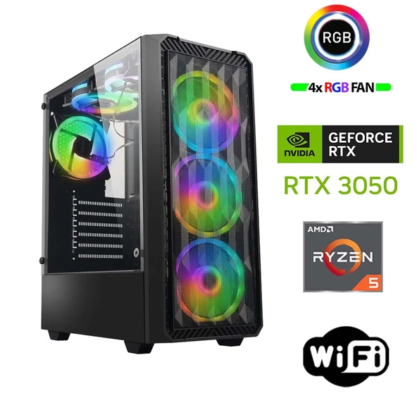 Xaser Armor X120 Ryzen 5 5500 32GB Ram 1TB M.2 NVMe SSD 6GB RTX3050 24" 180Hz Masaüstü Oyuncu Bilgisayarı - Resim 2