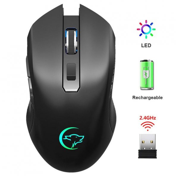 Valkyrie 6 Tuşlu Şarjlı Sessiz 2400DPI Kablosuz Gaming Mouse - 2