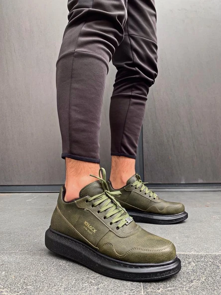 Knack Yüksek Taban Günlük Ayakkabı 040 Haki (Siyah Taban) - Resim 2