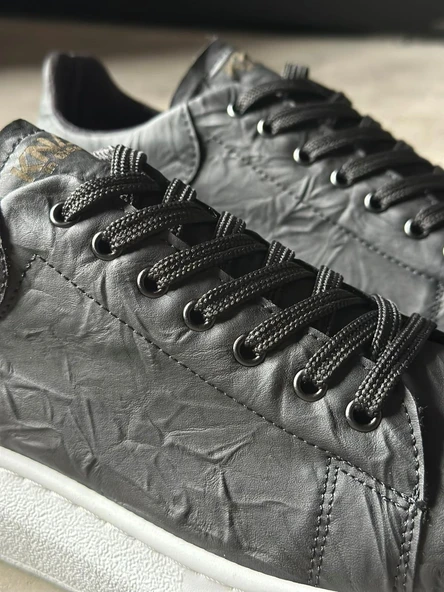 Knack Yüksek Taban Günlük Ayakkabı 044 Siyah Beyaz Taban (Desenli) - Resim 4