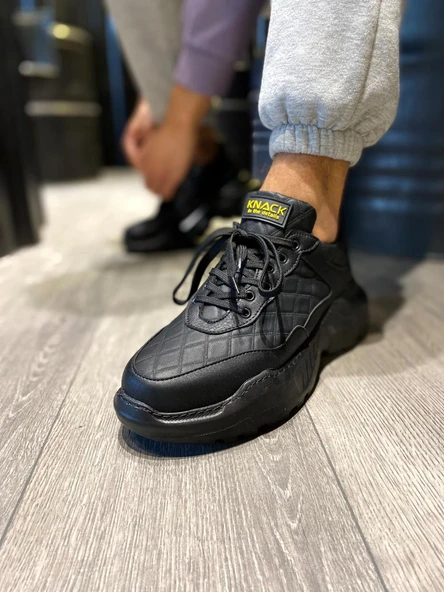 Knack Yüksek Taban Günlük Ayakkabı N75 Kapitone Siyah (Siyah Taban) - Resim 4