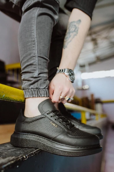 Knack Yüksek Taban Günlük Ayakkabı 042 Siyah (Siyah Taban) - Resim 5