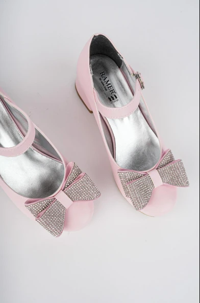 Fiyonklu Taşlı Kız Çocuk Abiye Ayakkabı - 9