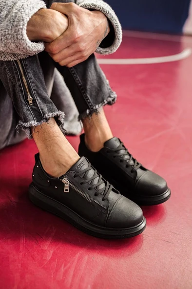 Knack Yüksek Taban Günlük Ayakkabı 555 Siyah (Siyah Taban) - Resim 5