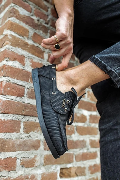 Knack Mevsimlik Keten Ayakkabı 008 Siyah (Siyah Taban) - Resim 7